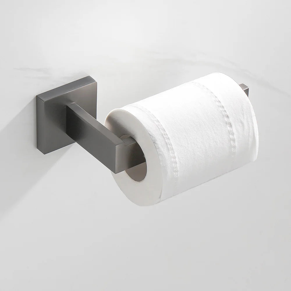 Kit Acessórios Para Banheiro 5 Peças Inox Grafite Escovado