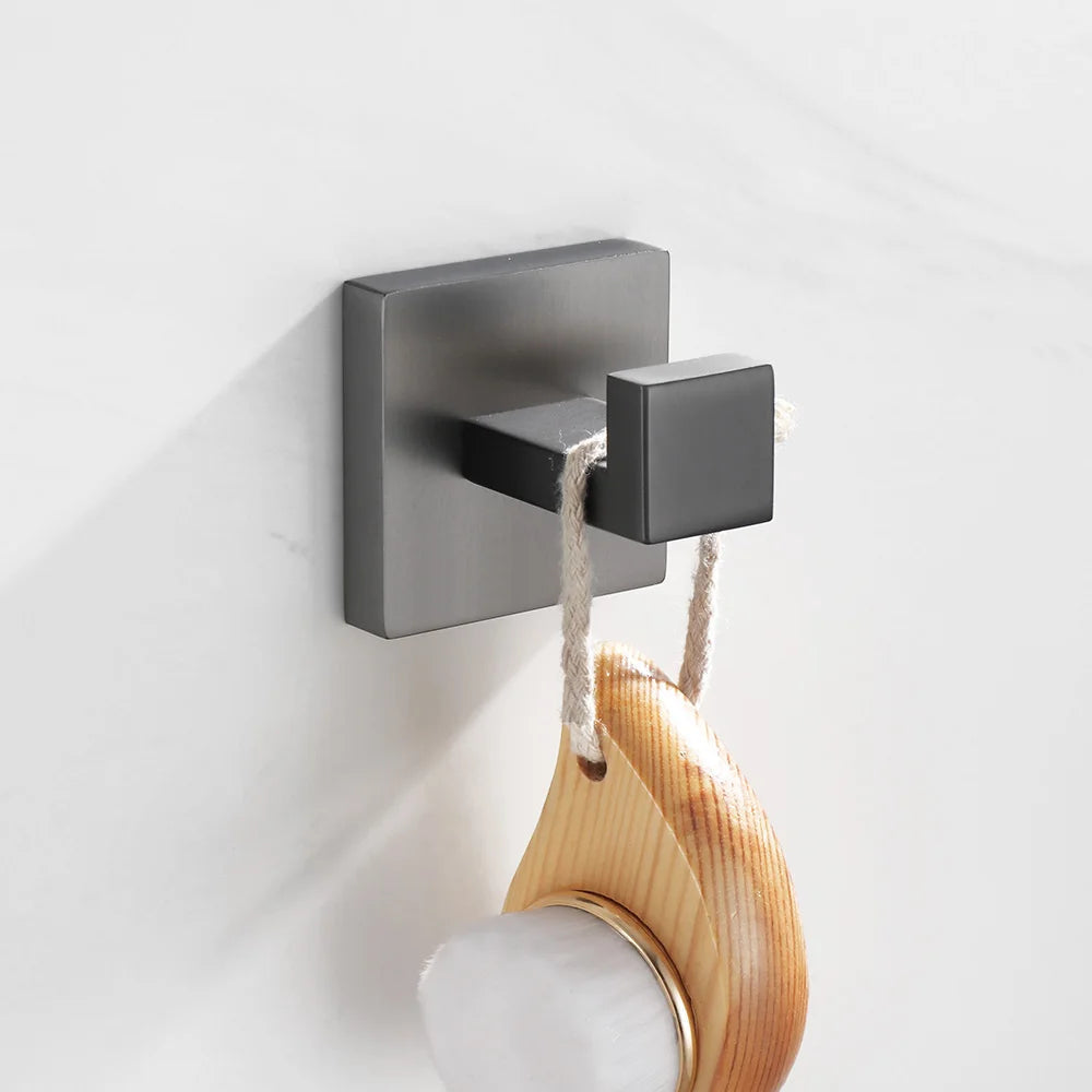Kit Acessórios Para Banheiro 5 Peças Inox Grafite Escovado