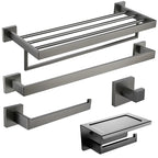 Kit Acessórios Para Banheiro 5 Peças Inox Grafite Escovado