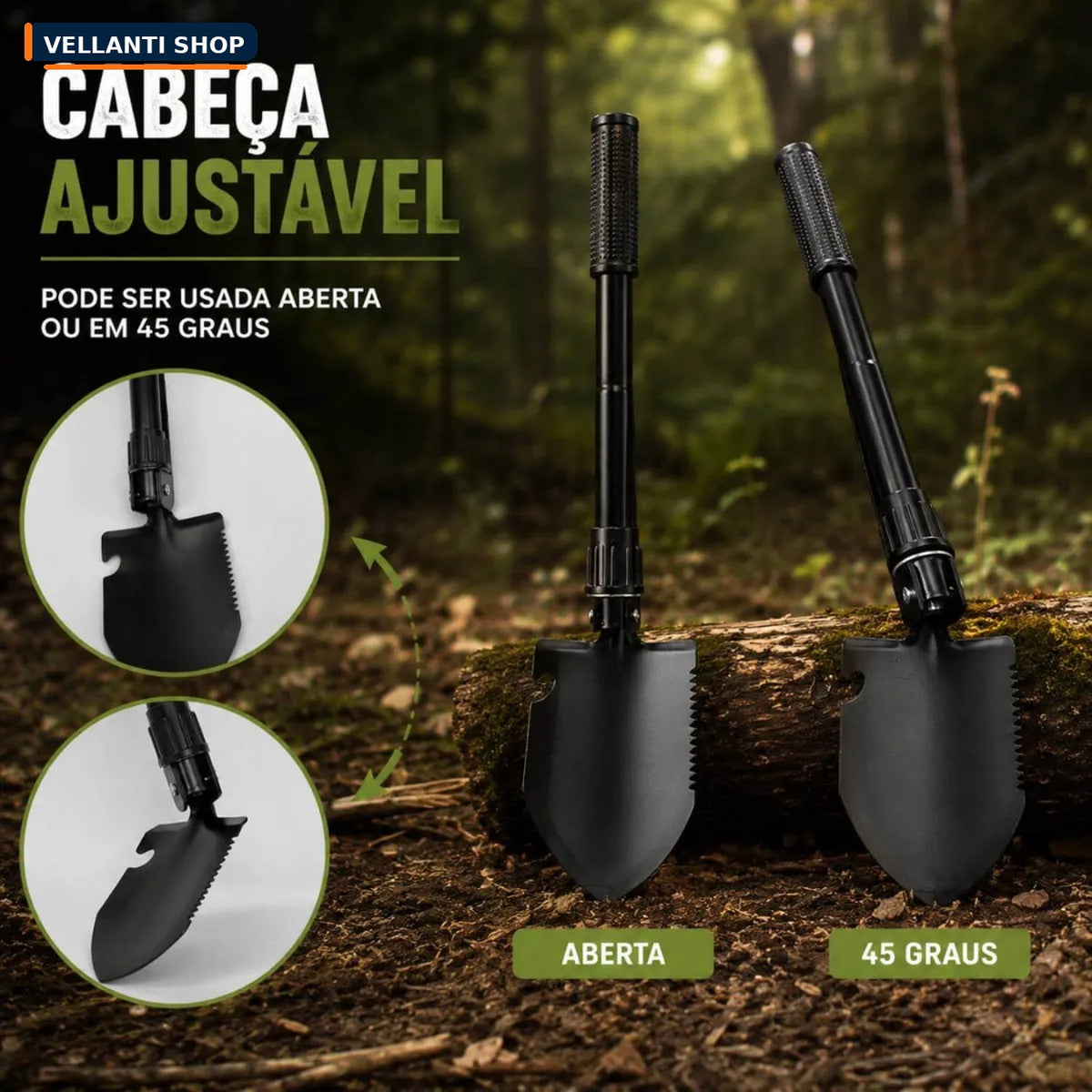 Pá Tática Dobrável Multifuncional para Camping e Aventura + Bolsa de Transporte Grátis